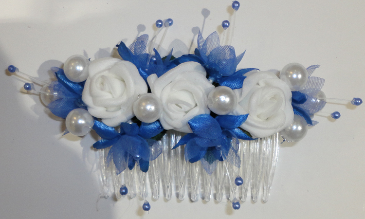 Blue & White Bridesmaid Hair Comb